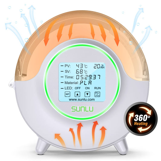 SUNLU Official Filament Dryer S2 with Fan, 360° Surrounding Heating 3D Printer Filament Dryer, 70℃ Max Temperature Efficient Drying, PLA PETG TPU ABS PA PC 3D Filament Dryer Box SUNLU S2, (White)