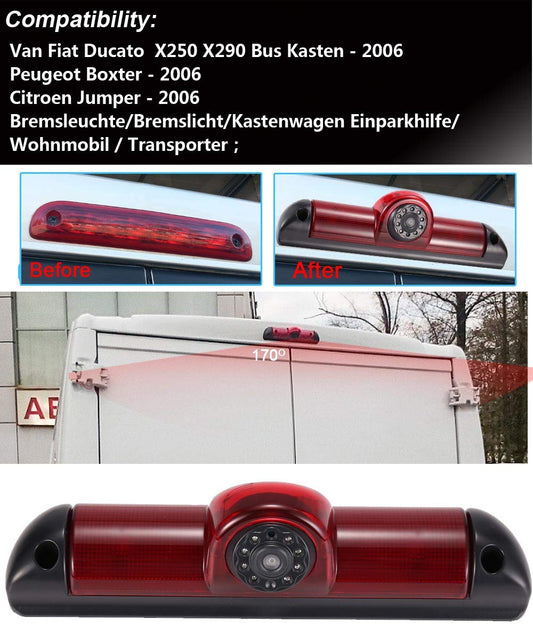 Car Roof Top Mount Brake Light Camera Brake Light Reverse Camera for FIAT Ducato/Peugeot Boxer/Citroen Jumper/Dodge+7" Inch DVD Monitor TFT Screen Truck Car LCD Display