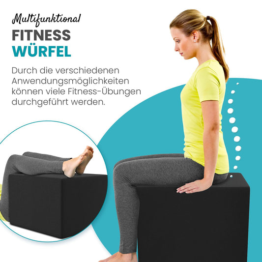 ELONEO lumbar disc cushion, elevation cushion for step positioning, step bed with cover, fitness cushion, foam, 40 x 50 x 50 cm