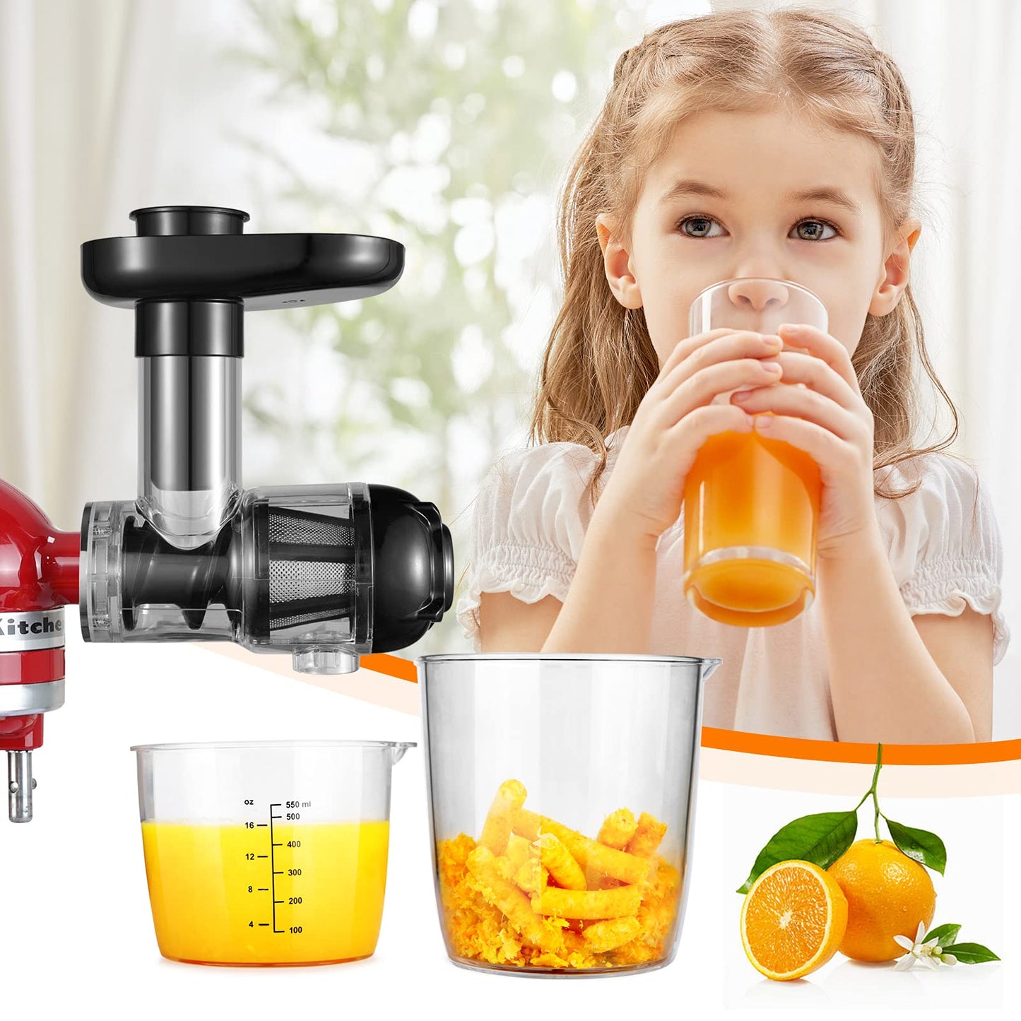 Gdrtwwh Juicer Attachment for KitchenAid Stand Mixer, Slow Juicer Citrus Juicer Accessory, Masticating Juicer Attachment for Vegetables and Fruits
