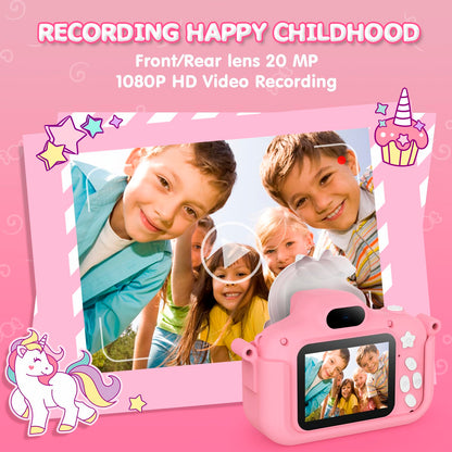 Children's camera, CAMCLID Kids Camera 1080P 2.0" Screen Digital Camera for Kids with 32GB Card, Christmas Toy Gifts for 3 4 5 6 7 8 9 Year Old Boys and Girls (Pink)