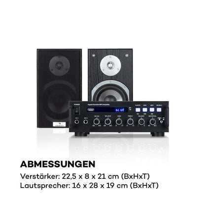 auna Karaoke Star 3 Karaoke Set - Karaoke system, 2 x 75 W max, Bluetooth, USB, Line-In, includes microphones and speaker cables, black.