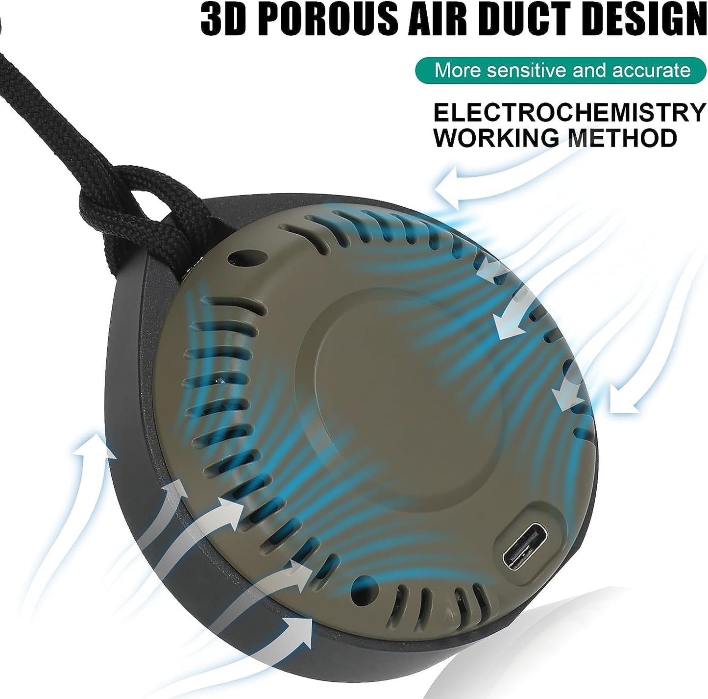 HAKINAKU Portable CO Detector Carbon Monoxide Alarm, Mobile CO Detector CO Warning Device, CO Meter with Temperature & Humidity Display, for Travel Camping, PTH-10D-Green