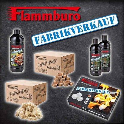 FLAMMBURO 1152 piece Paraffin Firelighters (12 x 96 cubes) from German manufacturer, for grills, fireplaces, stoves, Made in Germany - 12 boxes x 96 cubes