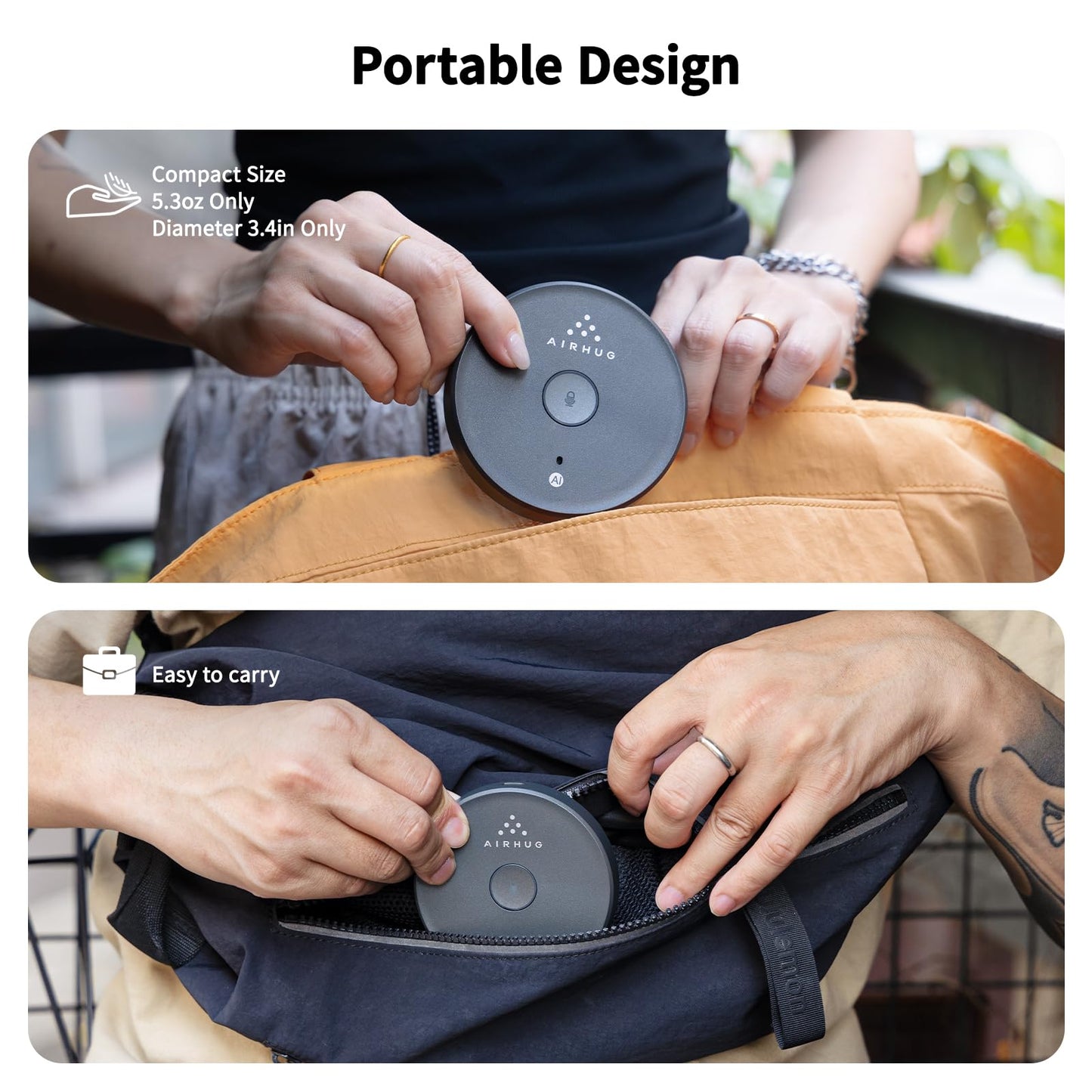 AIRHUG USB microphone, speakerless, desktop computer microphone, mute button with LED indicator, AI noise reduction, plug & play, omnidirectional condenser, PC laptop microphones, for