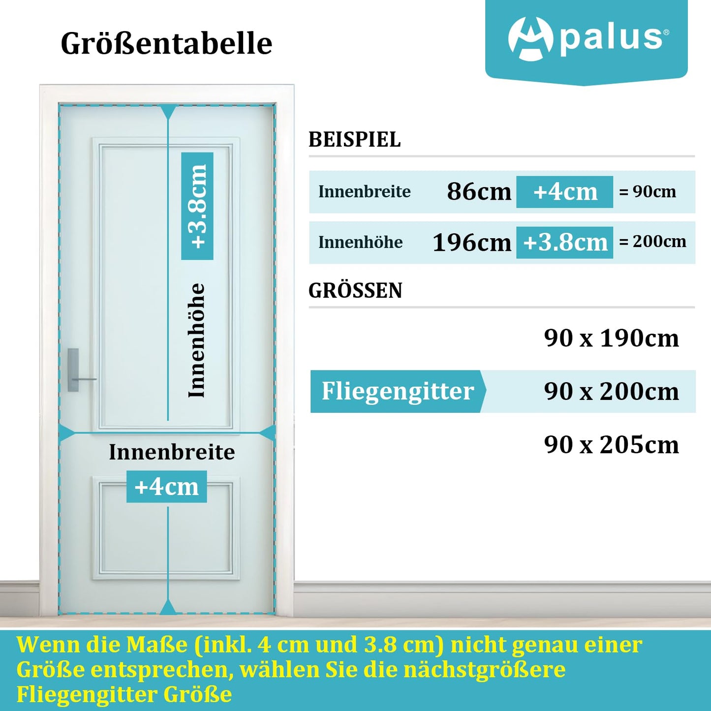 Apalus VP Magnetic Screen Door, Insect Screen for Balcony Door 90x200 cm, 2x more durable than the Apalus Classic, Cat claw resistant, Stronger magnets, 3.8 cm wide Velcro, Not adjustable.