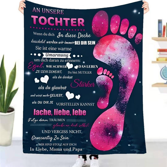 Cuddle blanket fluffy for our daughter from parents, Personalized gifts blanket German Mom and Dad for Daughter love letter blanket Positively Encourage Fleece blanket throw blanket sofa blanket (150x200cm)