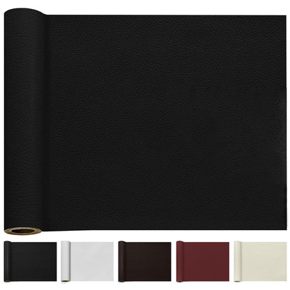 TOJUNE Faux Leather Self-Adhesive 60 X 200 cm, Self-Adhesive Leather Patch Repair Kit for Sofas, Furniture Repair, Kitchen Cabinets, Car Seats (Black)
