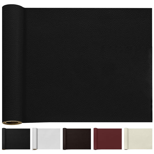 TOJUNE Faux Leather Self-Adhesive 60 X 200 cm, Self-Adhesive Leather Patch Repair Kit for Sofas, Furniture Repair, Kitchen Cabinets, Car Seats (Black)