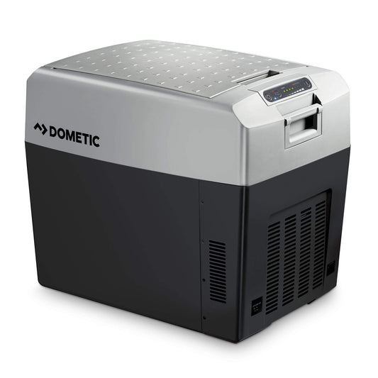 DOMETIC Tropicool TCX 35 - portable electric cooler, 33 liters, 12/24 V and 230 V for car, truck, boat, RV, and outlet, grey