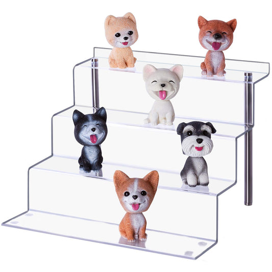 LileZbox acrylic display riser shelf for pops figures, clear large 4-tier display stand for showcasing or collecting, cupcake dessert product, 1 pack (30 x 28 x 22 cm)