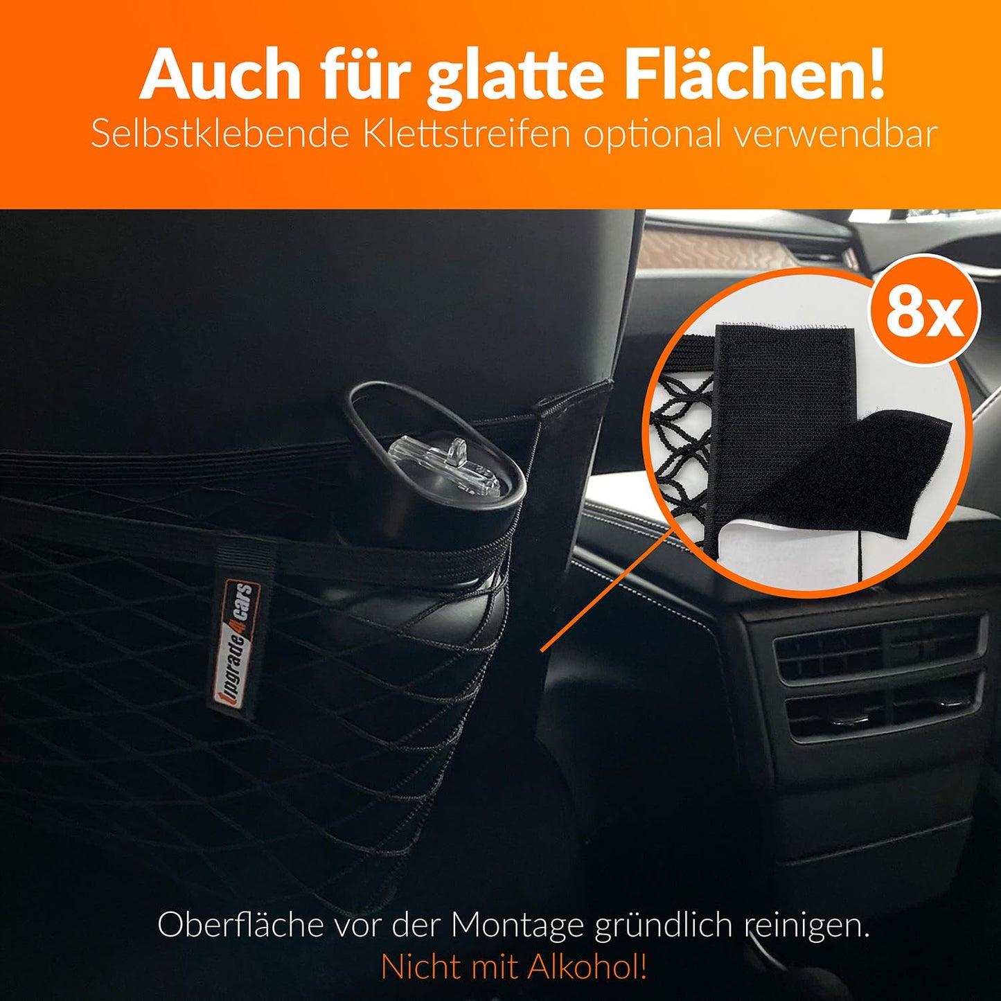 Upgrade4cars Trunk Net Bag Velcro | 4 Car Organizer Nets 40 x 25 cm | Elastic Automotive Storage Net Universal | Car Interior Accessory Gadget