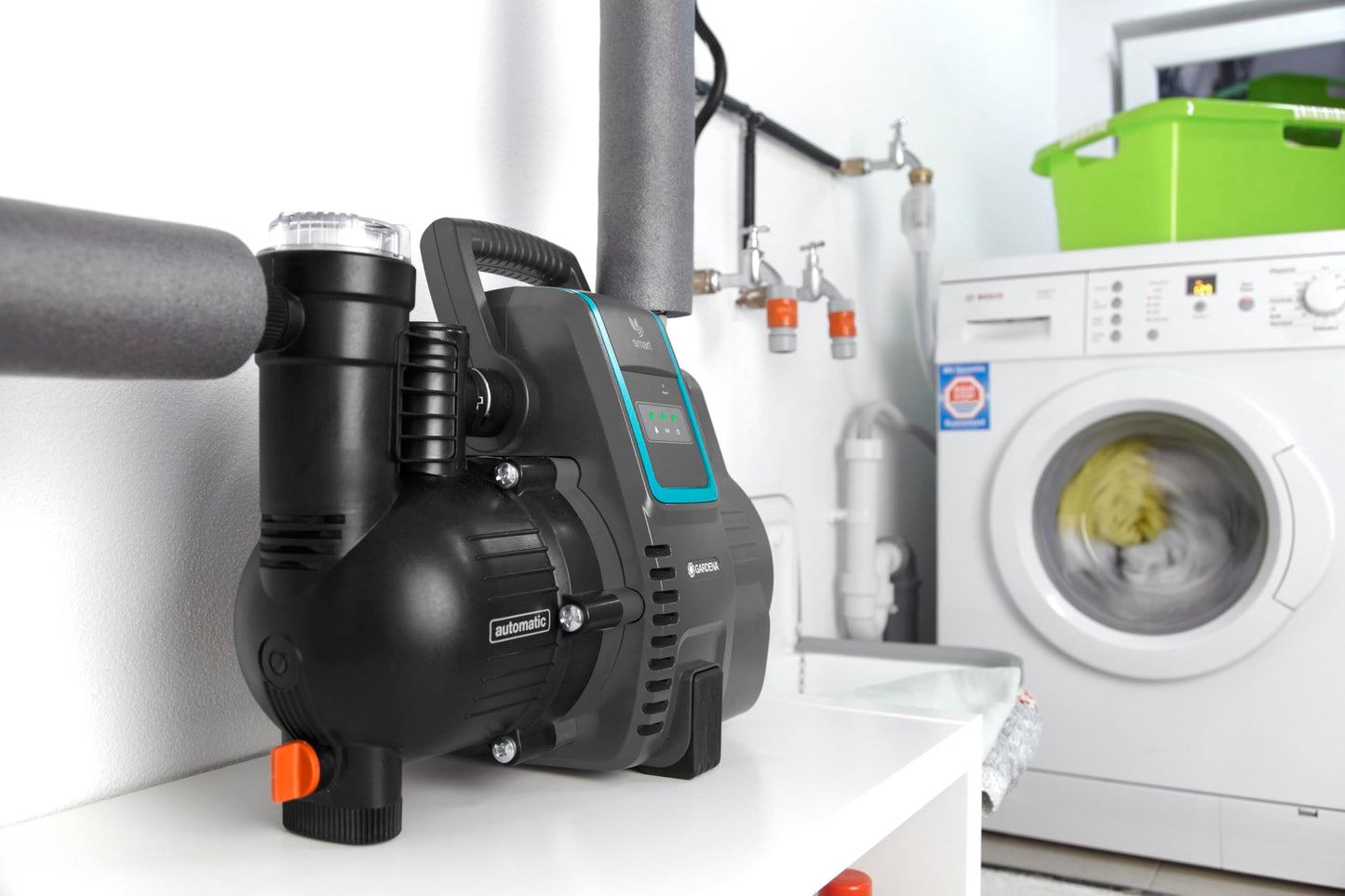 Gardena smart Pressure Pump Set: House water system controlled via app/tablet, includes smart gateway, pumping capacity 5000 l/h, dry-run protection, ceramic seal (19106-20)