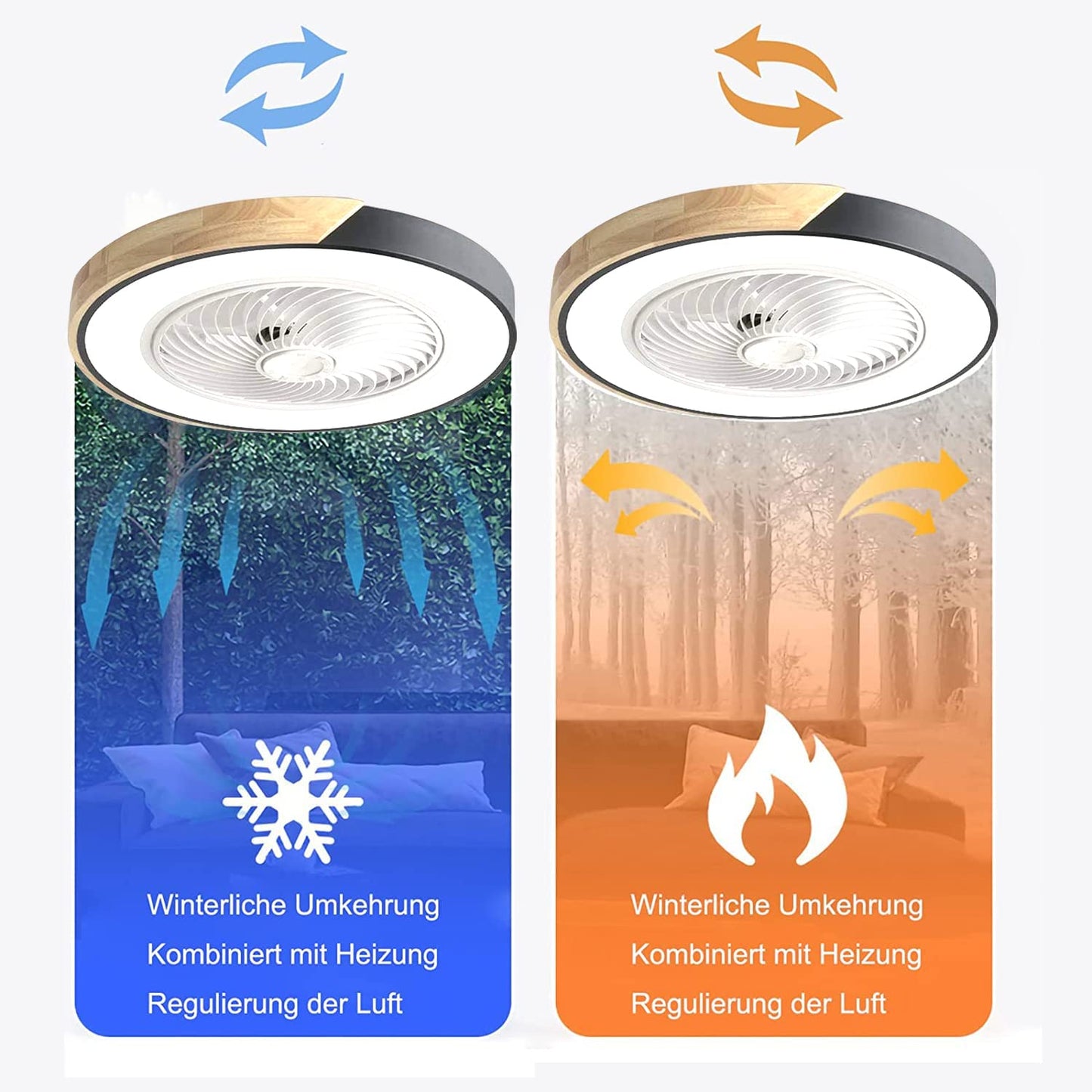 Wildcat Wood Ceiling Fan with LED lighting, Invisible Fan Ceiling Light Dimmable with Remote Control, Timer Quiet Fan Lamp, Ceiling Light for Living Room Bedroom Kids Room