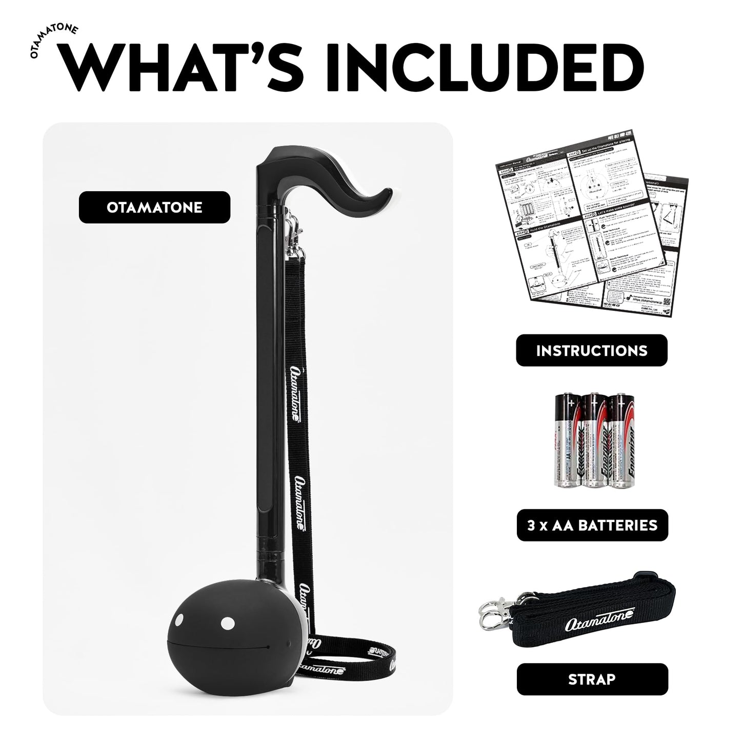 Otamatone Deluxe Black Electronic Music Instrument, Portable Digital Music Instruments Synthesizer, Kids Teens Adults, Fun Cool Birthday Christmas Gift Toy