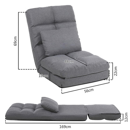FLOGUOOR floor chair with backrest, floor sofa 14 level adjustable, floor seat up to 150kg load capacity, floor sitting cushion (8823) Gray