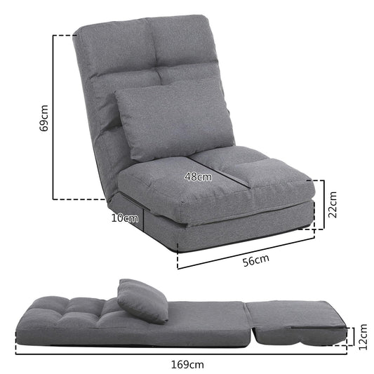 FLOGUOOR floor chair with backrest, floor sofa 14 level adjustable, floor seat up to 150kg load capacity, floor sitting cushion (8823) Gray