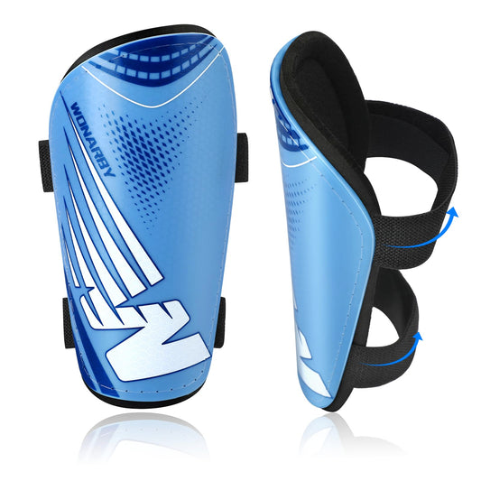 Shin Guards for Kids Soccer Shin Pads - Soccer Gear with Adjustable Velcro Straps - Lightweight Durable Non-Slip Suitable for Boys and Girls Ages 2-18 - Blue L