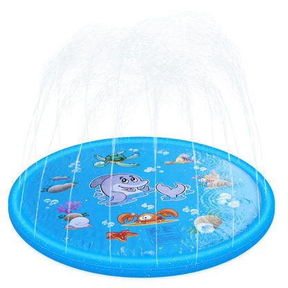 Anpro 170CM Splash Pad, Sprinkler Water Play Mat Splash Play Mat with 15 Anti-Slip Strips, Summer Garden Water Toy for Baby, Kids, Dogs, and Pets.