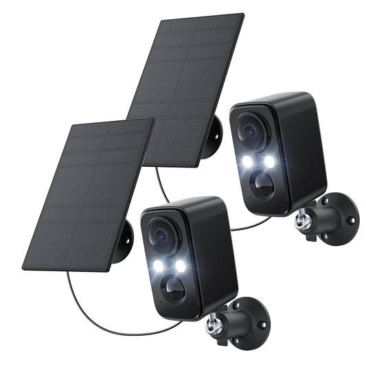 IHOXTX Outdoor Surveillance Camera with Battery and Solar Panel, Outdoor WiFi Camera with Colorful Night Vision, PIR Motion Detection, 2-Way Audio (black-2)