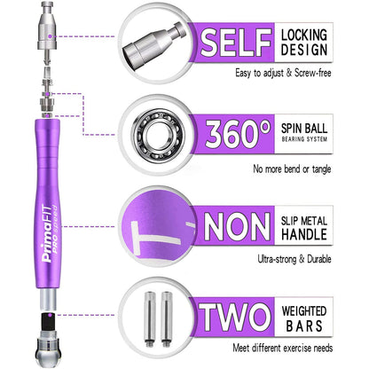 PrimaFIT adult Fitness Pro Speed Jump Rope 3m adjustable with weights, 2 ball bearings & anti-slip handles, professional skipping for boxing, MMA, Crossfit, extra steel rope, bag