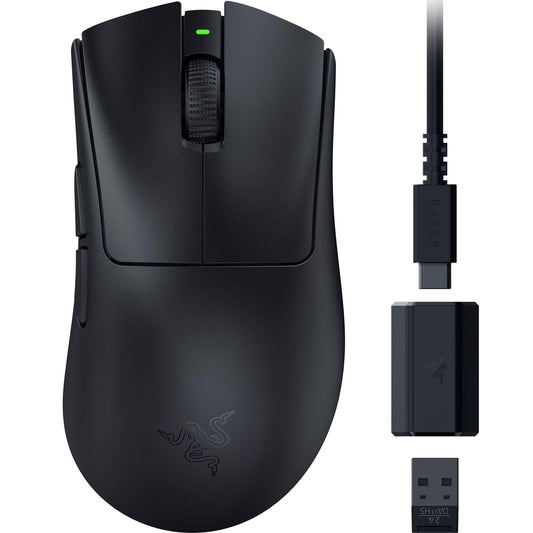 Razer DeathAdder V3 HyperSpeed - Ultra-light wireless ergonomic esports gaming mouse with 26K DPI (55g light, soft-touch coating, 100 hours battery life, HyperSpeed with 8K Hz) Black.