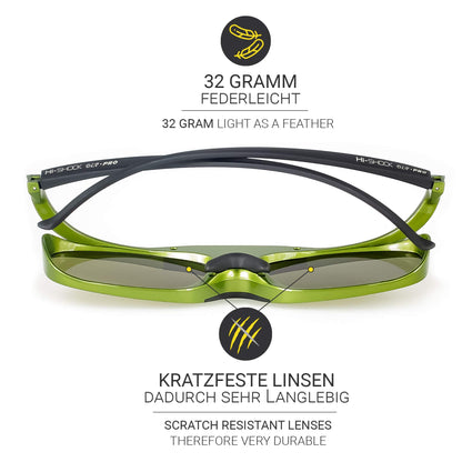 2X Hi-Shock DLP Pro Lime Heaven | DLP Link 3D active glasses for 3D DLP projectors from Acer, BenQ, Optoma, Viewsonic | compatible with PPA5610 / E4W [96-200 Hz | battery-operated | 32g | rechargeable]