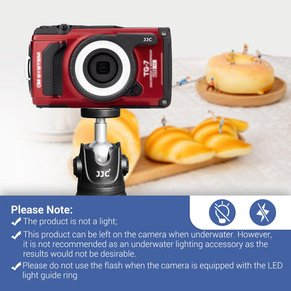 JJC Macro LED Light Guide Ring for Olympus Tough TG-7 TG-6 TG-5 TG-4 TG-3 TG-2 TG-1 TG7 TG6 TG5 cameras, TG series camera dedicated LED light guide attachment ring lighting macro photography accessory