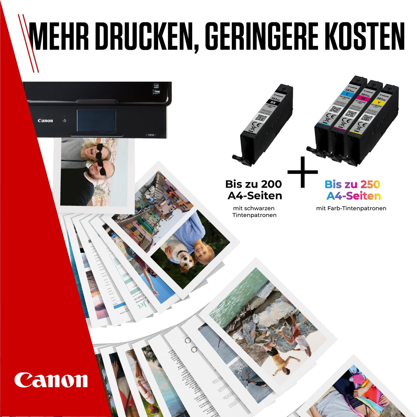 Canon Ink Cartridges - CLI-581 C M Y BK Original XXL High Capacity Printer Cartridges 4 Pack (1 x XXL Black, 1 x Cyan, 1 x Magenta, 1 x Yellow)