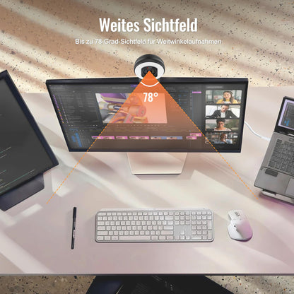 Angetube 4K webcam with light - streaming camera for PC with dual AI noise-cancelling microphone, auto-focus, and built-in privacy cover. USB 1080P 60FPS webcam for laptop and Mac.