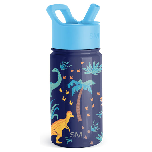 Simple Modern Kids Straw Water Bottle | Insulated Stainless Steel Children's Drink Bottle for Toddler Boys and Girls | Summit | 415ml | Jurassic Jungle