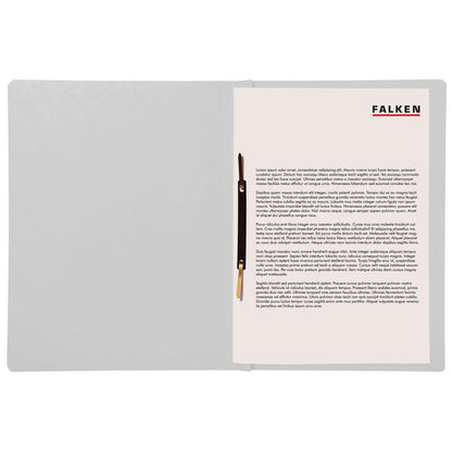 Original Falcon 100-pack recycled fasteners size A4 grey. Made in Germany with Blue Angel certification. Ideal for school and university use.