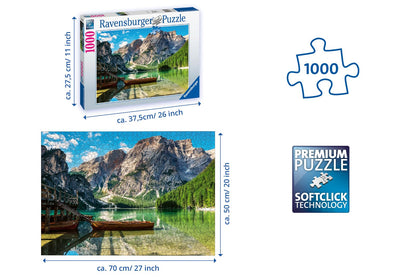 Ravensburger Puzzle 1000 Pieces - Pragser Wildsee, Dolomites, South Tyrol - Puzzle for adults and children 14 years and older, landscape motif puzzle, [Exclusive at Amazon]