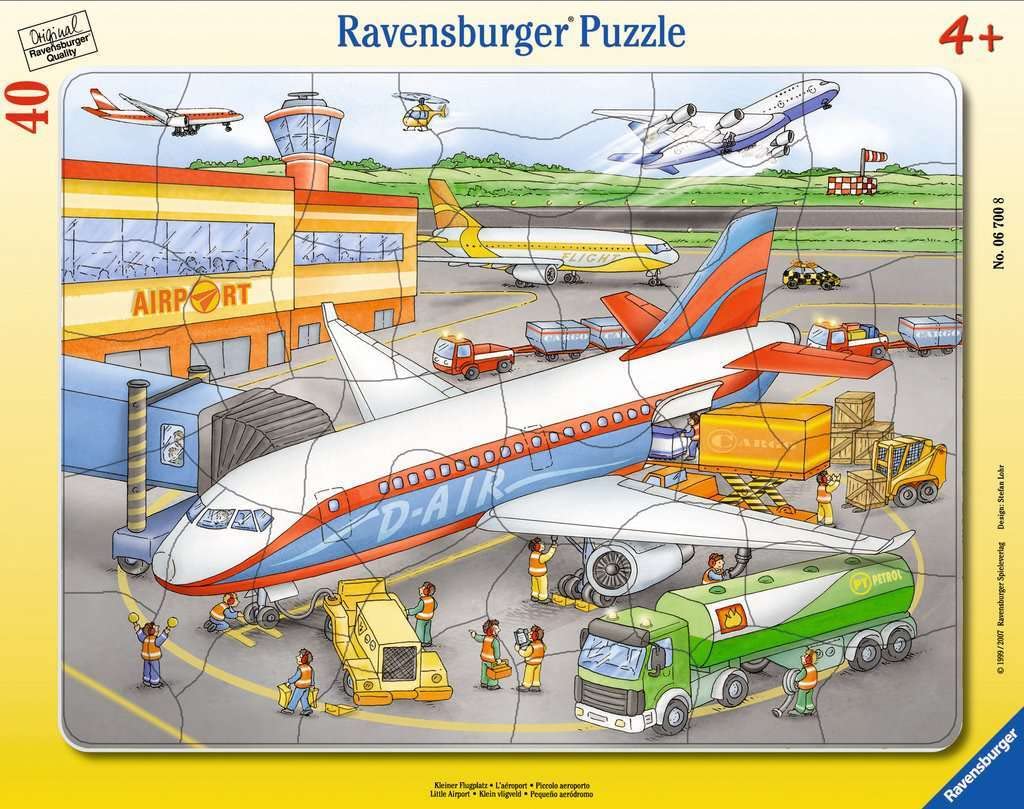 Ravensburger Children's Puzzles - 05093 Fire department at the railway tracks & Children's Puzzle - 06700 Small airport - Frame puzzle for children ages 4 and up, with 40 pieces.