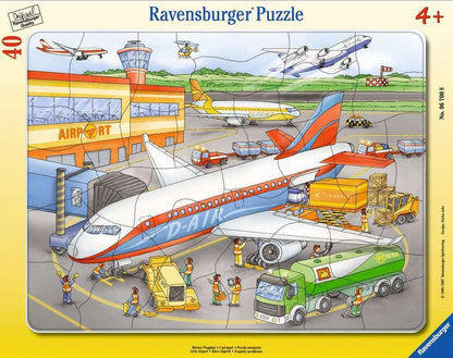 Ravensburger Children's Puzzles - 05093 Fire department at the railway tracks & Children's Puzzle - 06700 Small airport - Frame puzzle for children ages 4 and up, with 40 pieces.