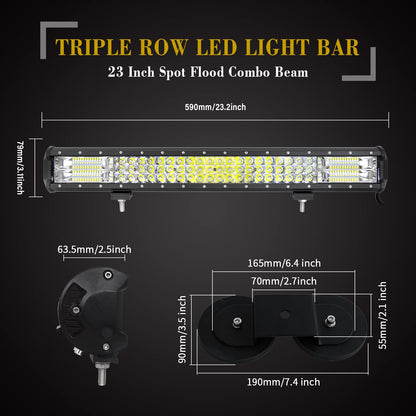 SKYWORLD 23 Inch 58 cm 324W Led Work Light Bar, Led Light Strip Automotive With 12V Wiring Harness, Strong Magnet Mounts for SUV Offroad ATV UTE Tractor Truck Car 4x4 Vehicles, 6000K White