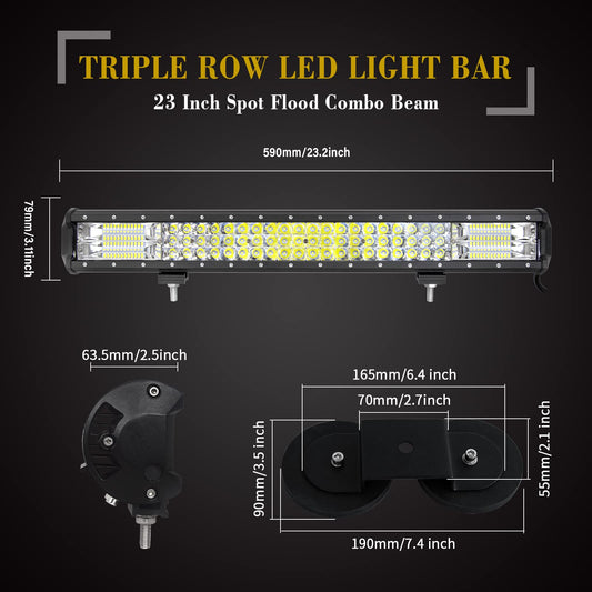 SKYWORLD 23 Inch 58 cm 324W Led Work Light Bar, Led Light Strip Automotive With 12V Wiring Harness, Strong Magnet Mounts for SUV Offroad ATV UTE Tractor Truck Car 4x4 Vehicles, 6000K White