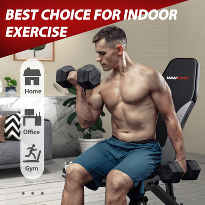 WINNOW Adjustable Folding Weight Bench Home Training Fitness Workout Bench Incline Bench Flat Bench Bench Press Multifunction Exercise.