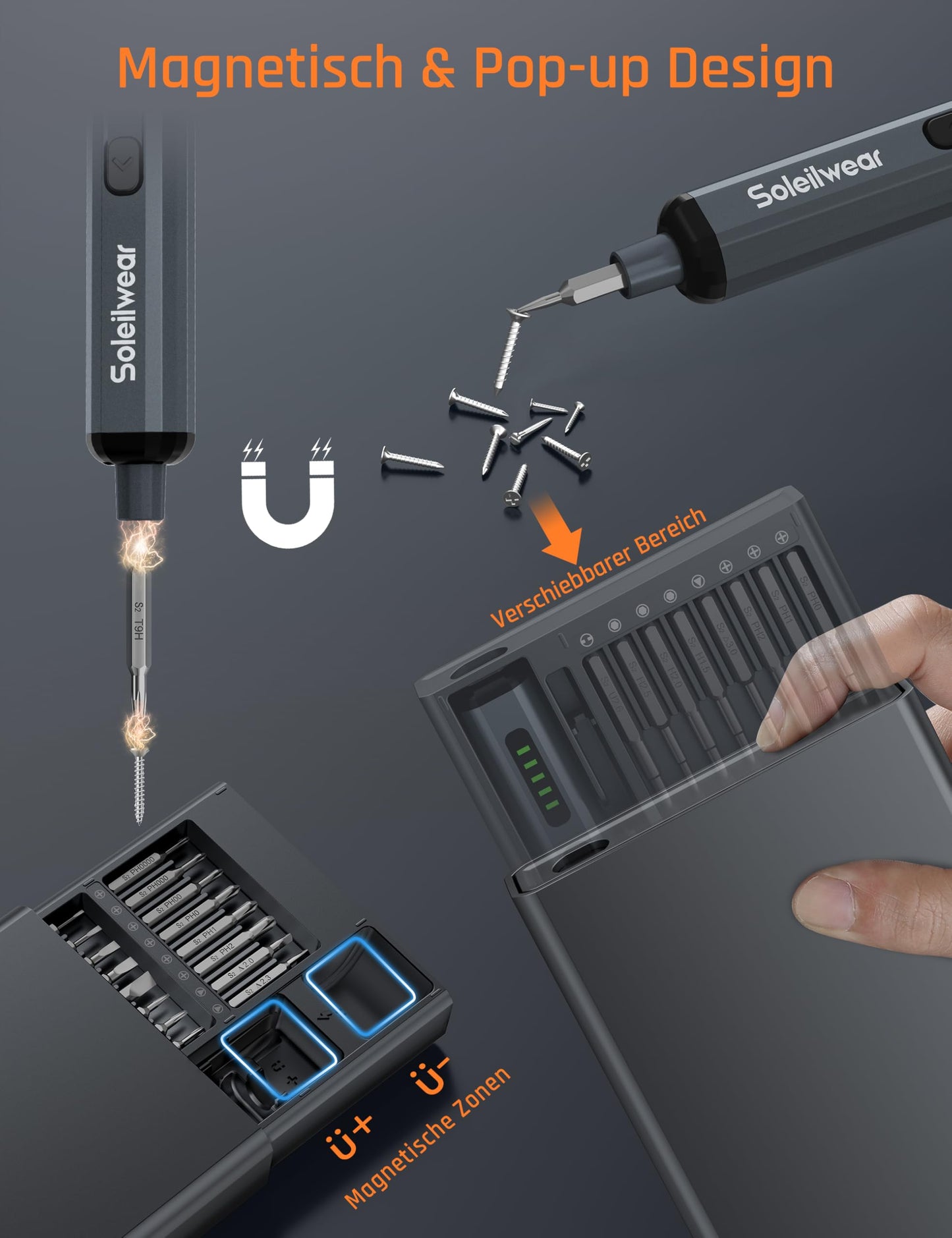 Mini electric screwdriver set, 70 in 1 battery screwdriver with 64 S2 magnetic steel bits, 5 torque settings, precision screwdriver kit suitable for repair for phone, laptop, camera, watches.