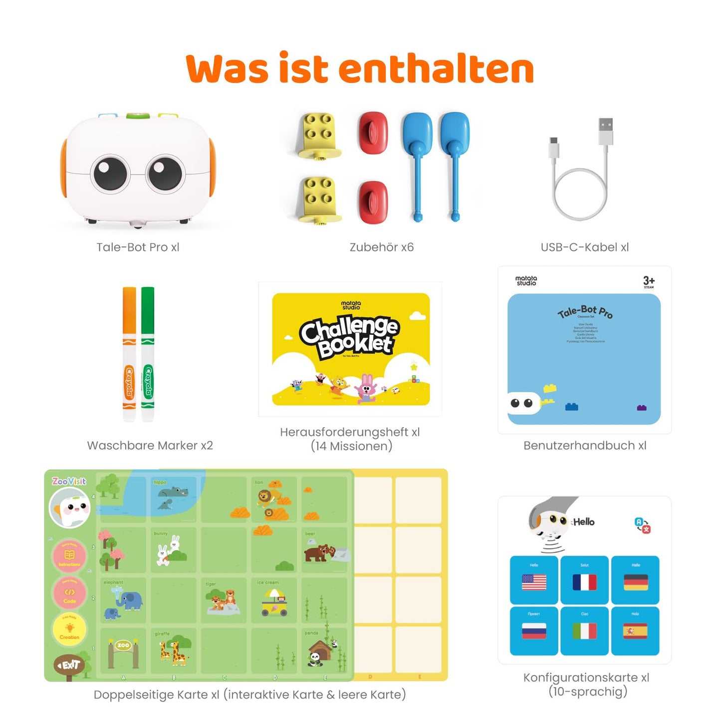 Matatalab Tale-Bot Pro is a programmable robot for children aged 3-5. It comes with a programmable app and command buttons for interactive STEM learning. Great for teaching coding basics.