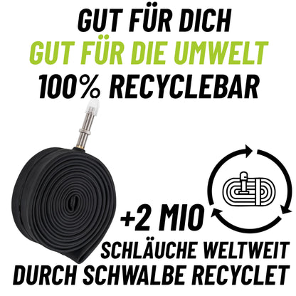 2-pack Schwalbe bike tube AV17 40mm 28 inch (28/47-622/635) including 3 MSZweirad tire levers