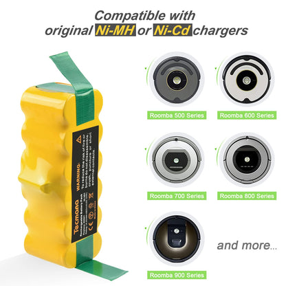 Tecmana 14.4V 4.8Ah replacement battery for iRobot Roomba 500 600 700 800 R3, 531 555 581 595 620 650 770 780 871 870 880