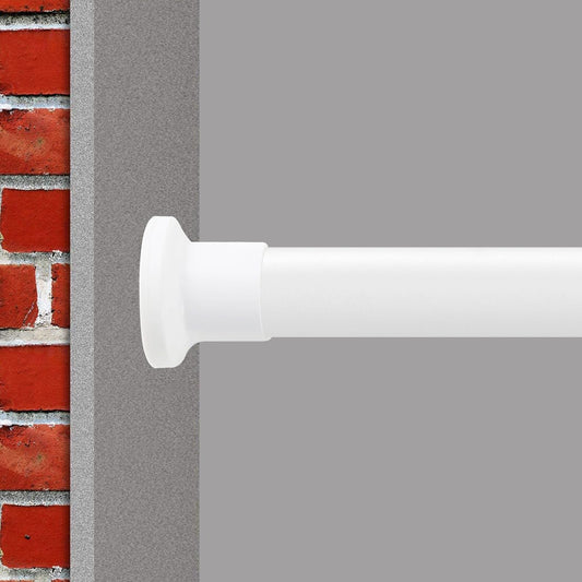 GOLDION Curtain Rod Multi-functional Telescopic Rod without Drilling 110-310cm Matte White Extendable Clamp Curtain Rod - Extra Long Telescopic Rod - for Room Divider, Curtain, and Balcony