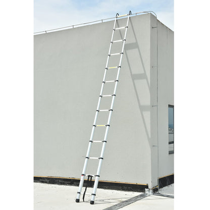 5M telescopic ladder with removable hook. Multi-purpose aluminum telescopic ladder. Portable extension ladder. Foldable ladder for outdoor and indoor use, safe and durable. Capacity up to 150kg.