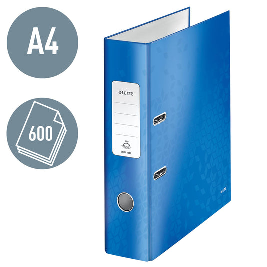 Leitz Quality Folder 180°, 5.8 cm spine width, laminated greyboard, Blue, WOW Series, design may vary, 10054036.