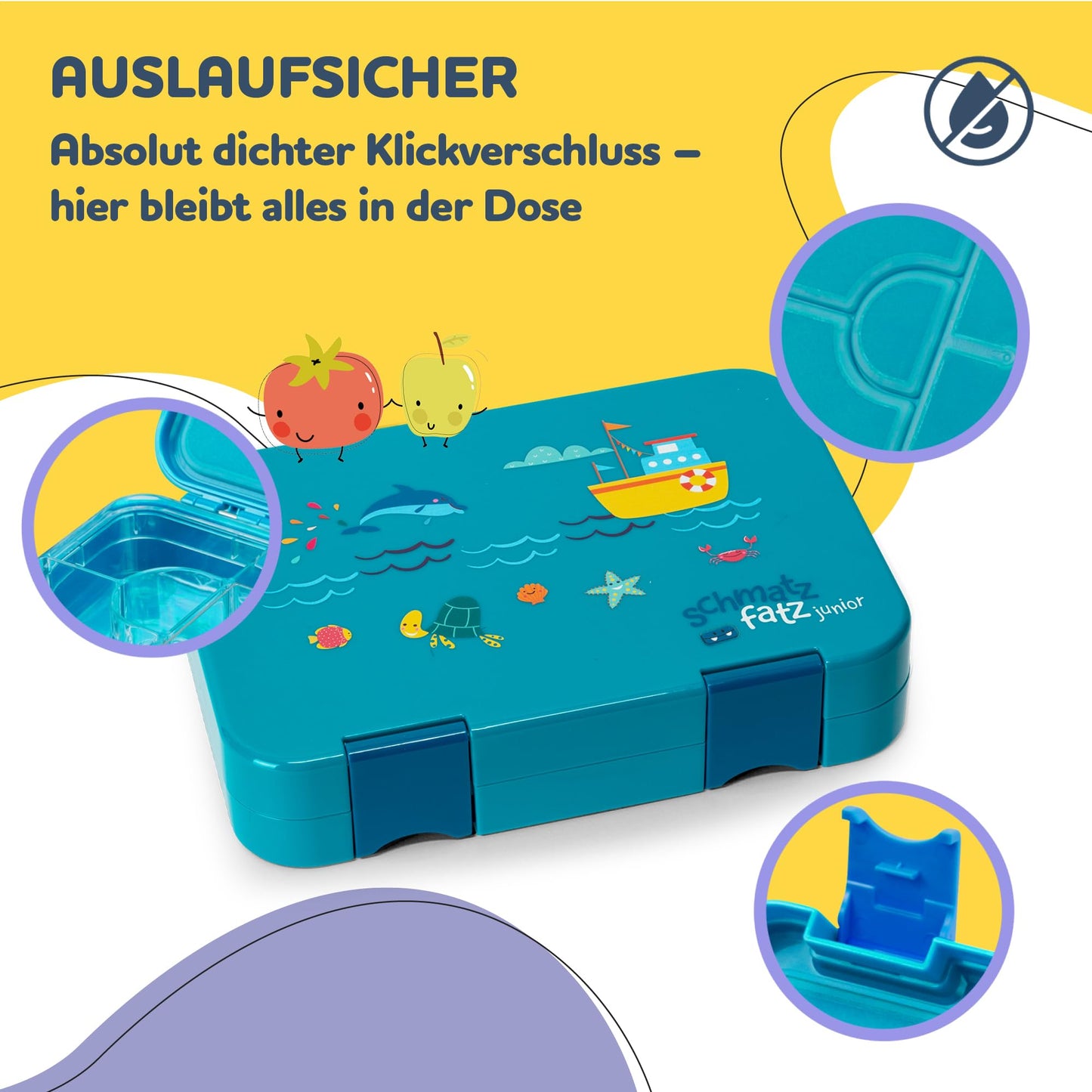 Chomp Chomp Junior lunch box for kids with compartments, colorful, divided & leak-proof, BPA-free lunchbox for daycare, bento box, safe snack box