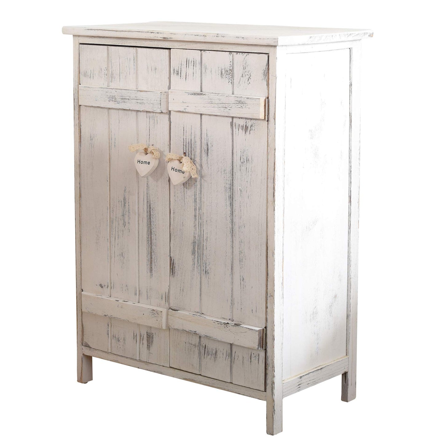Rebecca Mobili kitchen cabinet chest of drawers bathroom cabinet 2 doors white shabby chic hearts entrance - Dimensions: 70 x 51 x 30 cm (HxLxB) - Art. RE4573