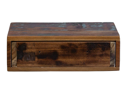 Woodkings® Wall shelf with secret compartment drawer Old wood rustic brown colored Shelf Nightstand