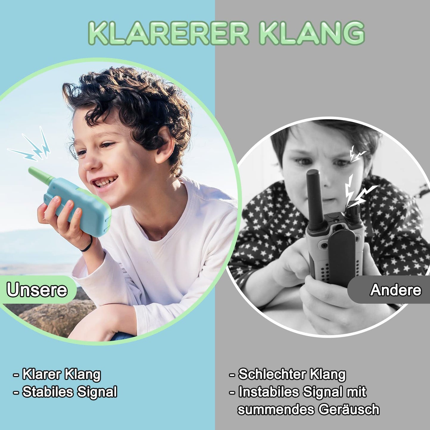 Walkie Talkie for Kids, Bakoherp Rechargeable Walkie Talkie for 3-12 year olds, Kids' Two-Way Radio with 8 channels, LED flashlight, VOX function for adventures, camping, hiking