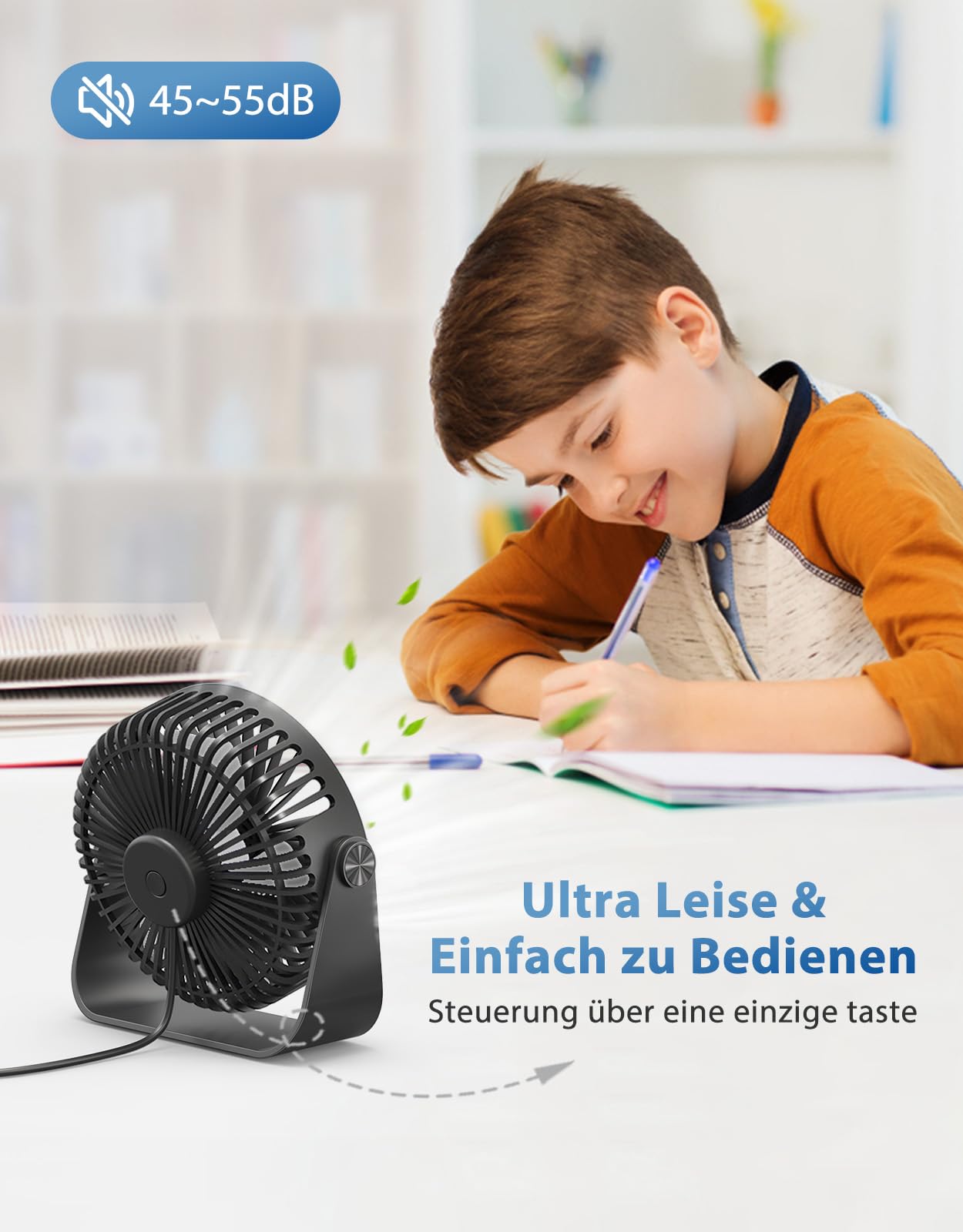 TriPole 2 Pack USB Desk Fan, 3 Speeds Strong, 360° Rotation Personal Wind Table Fan, Portable Mini Fan for Table Home Bedroom Office, Black